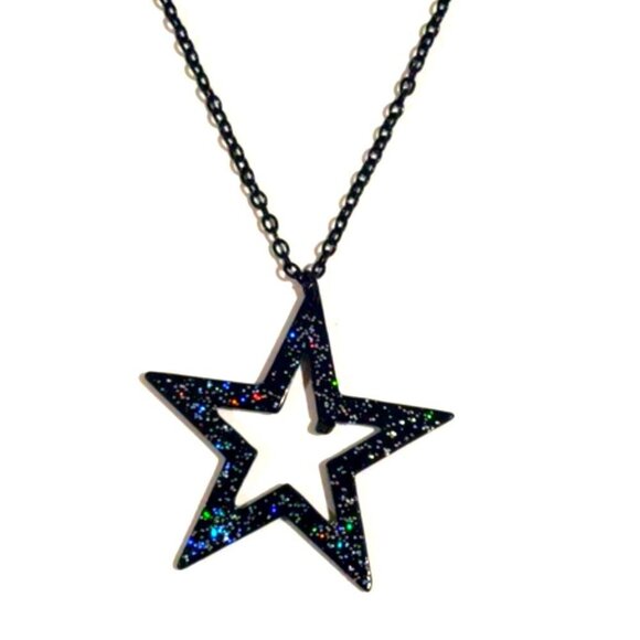 Colorful Dazzling Star Pendant on Black Chain Necklace – Women’s Fashion Jewelry - Picture 3 of 7